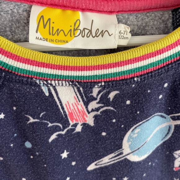 Mini Boden Little Girl Astronaut Space Terry Twirl Long Sleeve Dress - Size 6-7 - Picture 2 of 8